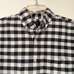 J Crew Men's Button Up Medium Oxford Preppy Plaid Classic Fit  Checkered Y2K